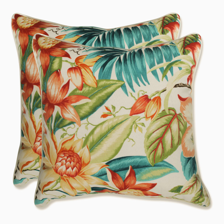 Botanical Glow Tiger Lily Floral Square Throw Pillow Set