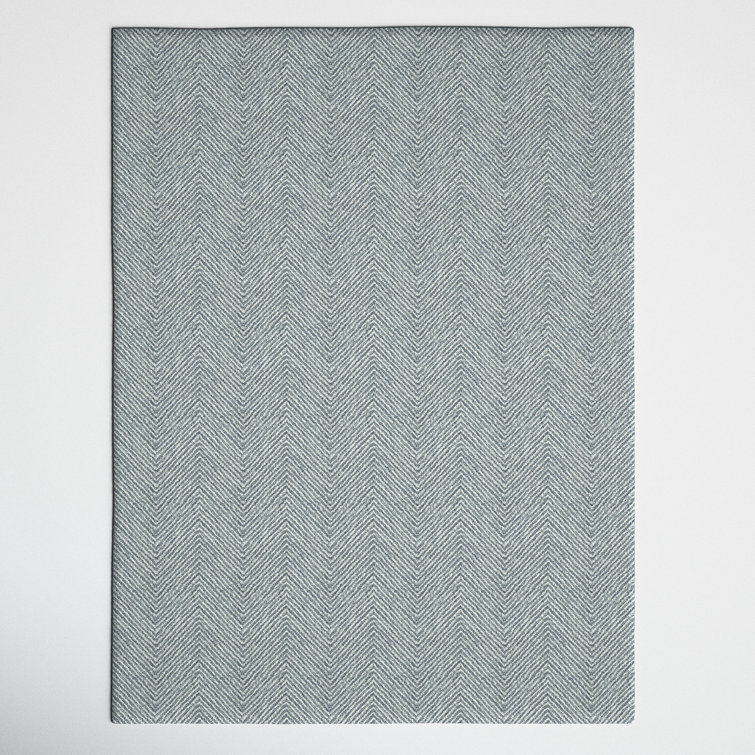 Denim Blue 8' x 10' Handmade Wool Herringbone Rug