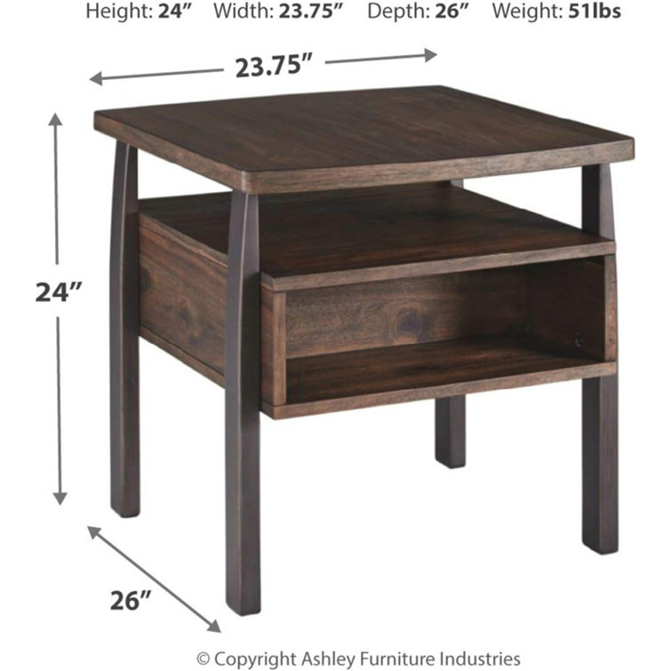 Contemporary Vailbry Two-Tone Rectangular End Table in Black and Brown