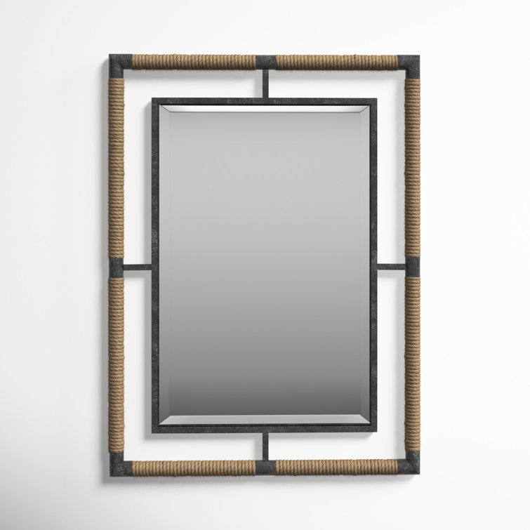 Samara 38'' Black and Natural Iron Wall Mirror