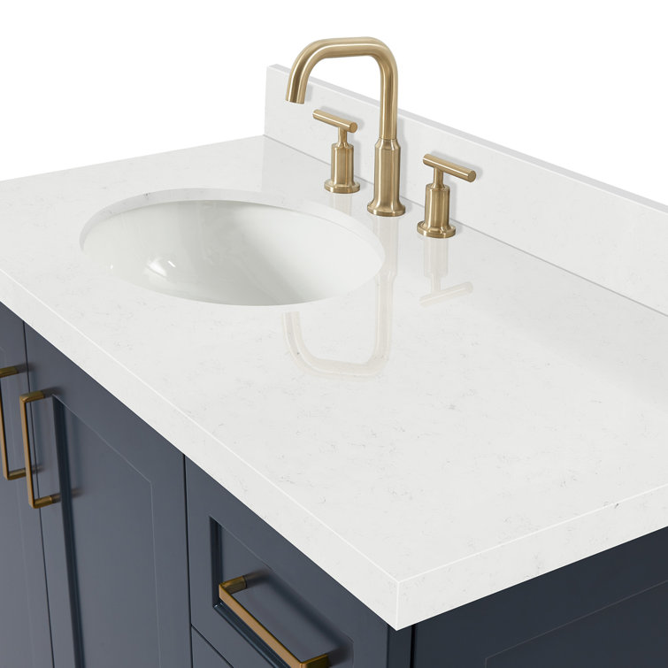Midnight Blue 42" Single Bathroom Vanity with Quartz Top