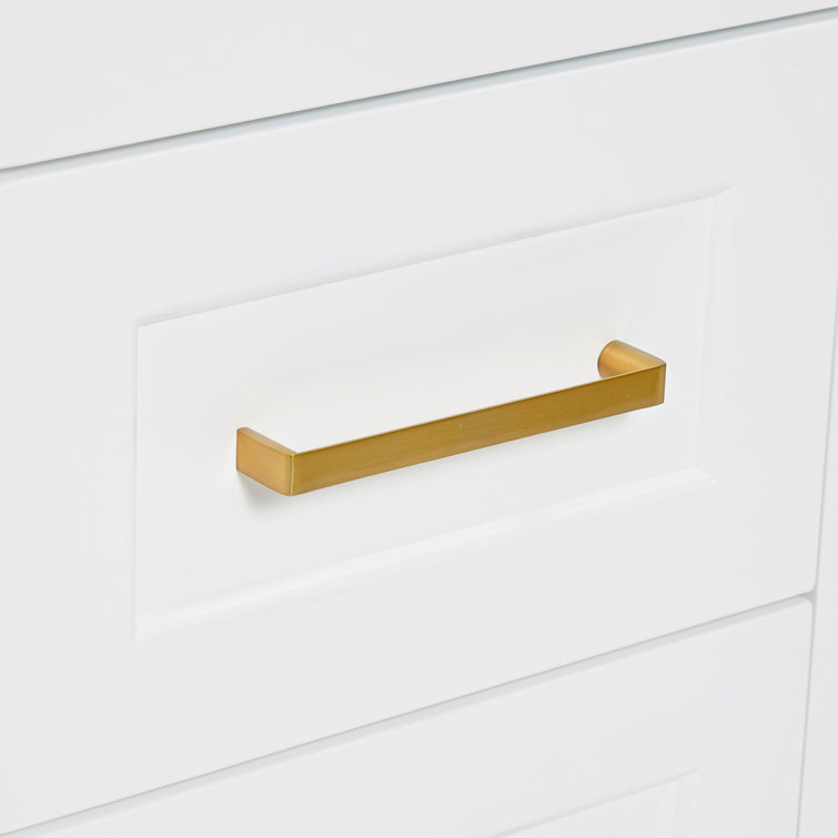 White Freestanding Single Basin Vanity with Gold Hardware