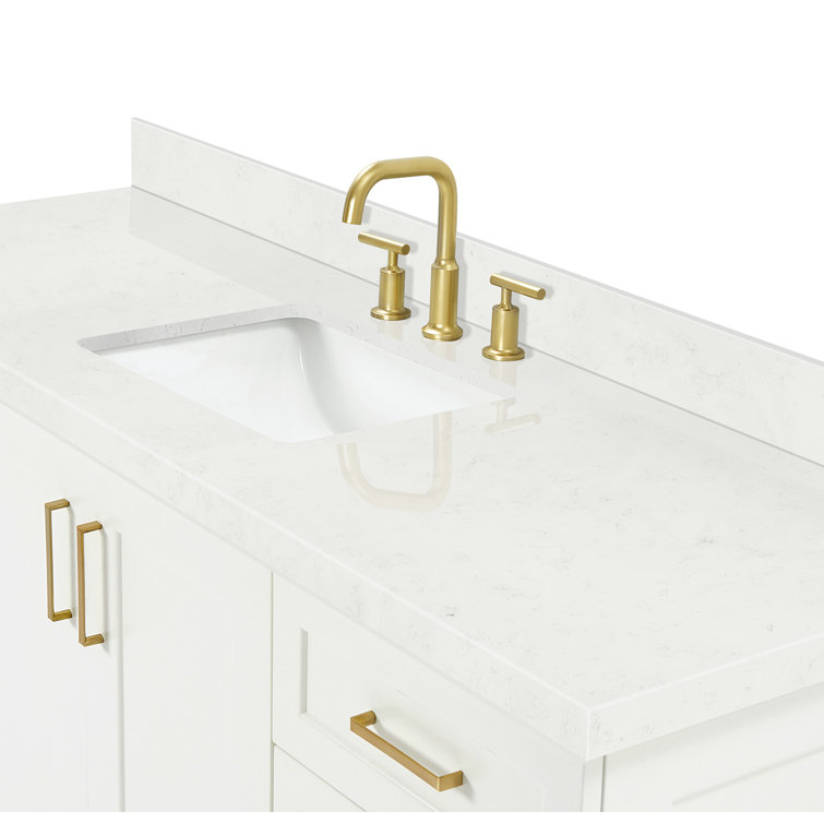 Taylor 66" White Freestanding Single Basin Vanity with Gold Hardware