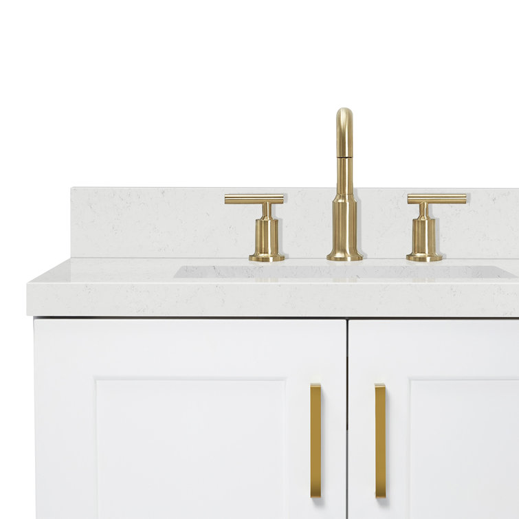 White Double Freestanding Bathroom Vanity with Quartz Top