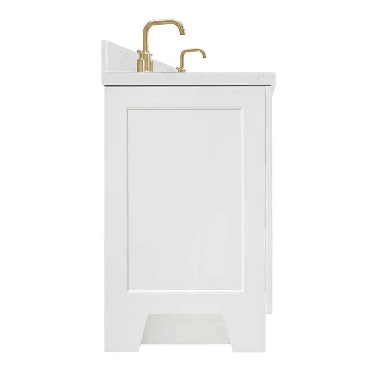 White Double Freestanding Bathroom Vanity with Quartz Top