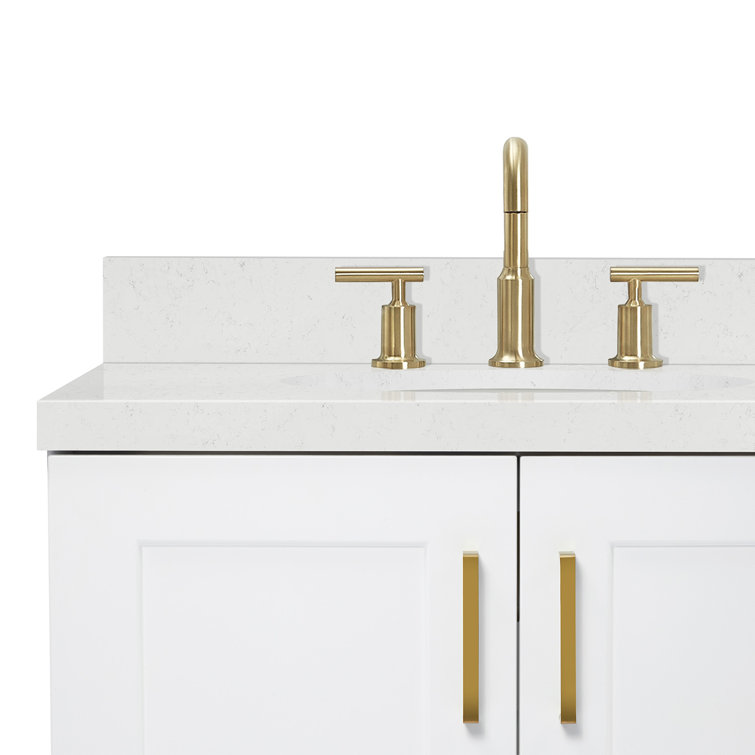 White Double Freestanding Bathroom Vanity with Quartz Top