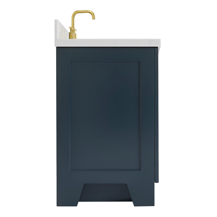 Midnight Blue Freestanding Single Vanity with Carrara Quartz Top