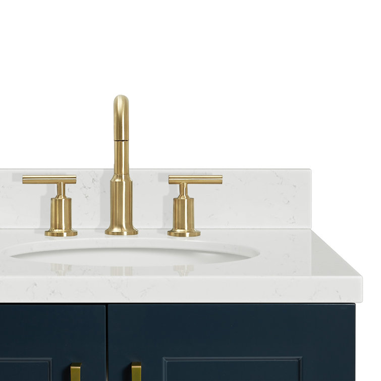 Midnight Blue Freestanding Single Vanity with Carrara Quartz Top