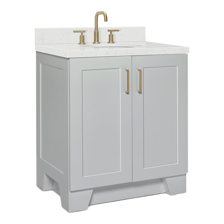 Gray Hardwood 30.25'' Single Basin Freestanding Vanity
