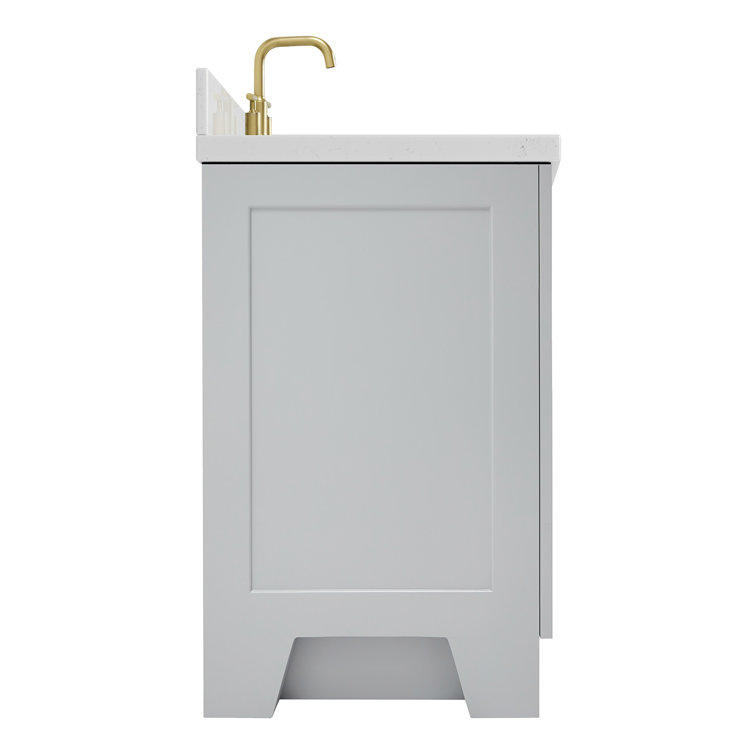 Gray Hardwood 30.25'' Single Basin Freestanding Vanity