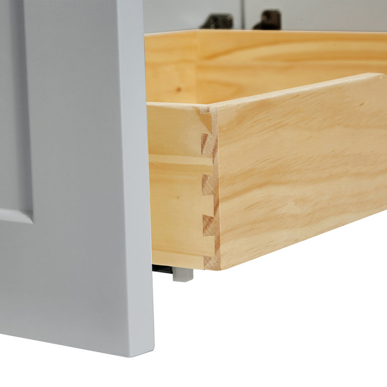 Gray Hardwood 30.25'' Single Basin Freestanding Vanity