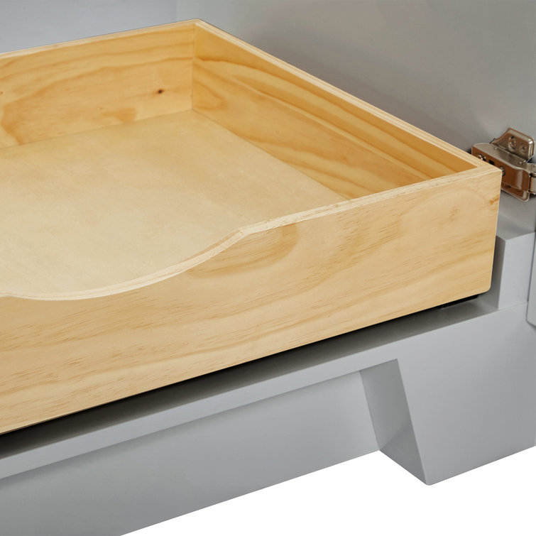 Gray Hardwood 30.25'' Single Basin Freestanding Vanity
