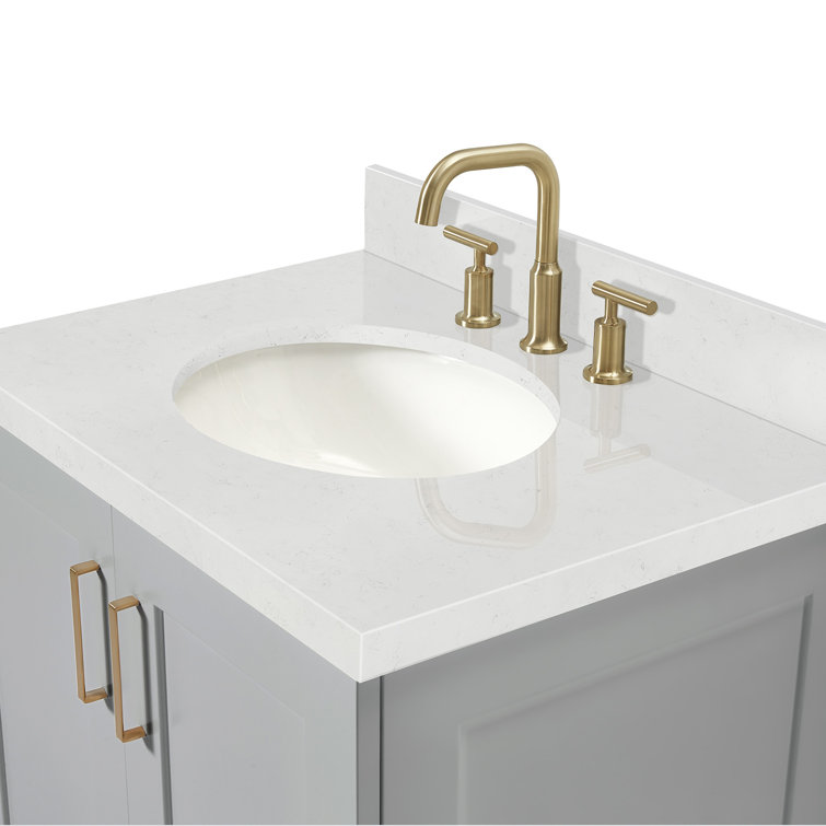 Gray Hardwood 30.25'' Single Basin Freestanding Vanity