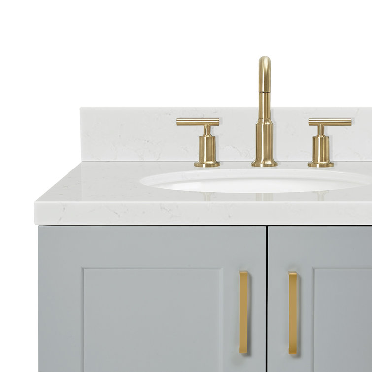 Gray Hardwood 30.25'' Single Basin Freestanding Vanity