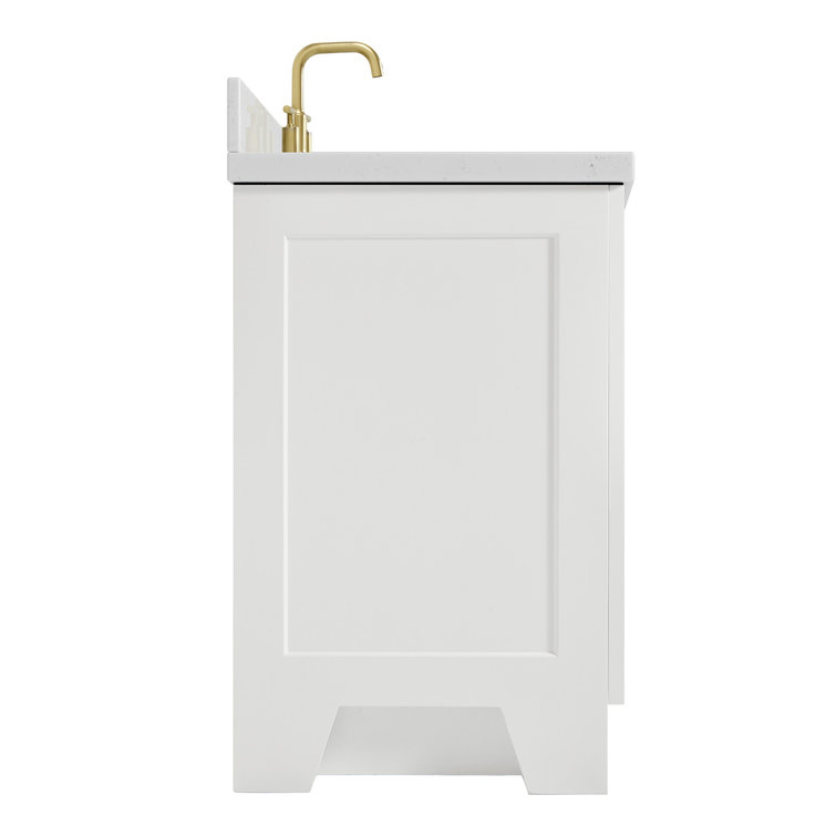 White Freestanding Single Vanity with Carrara Quartz Top