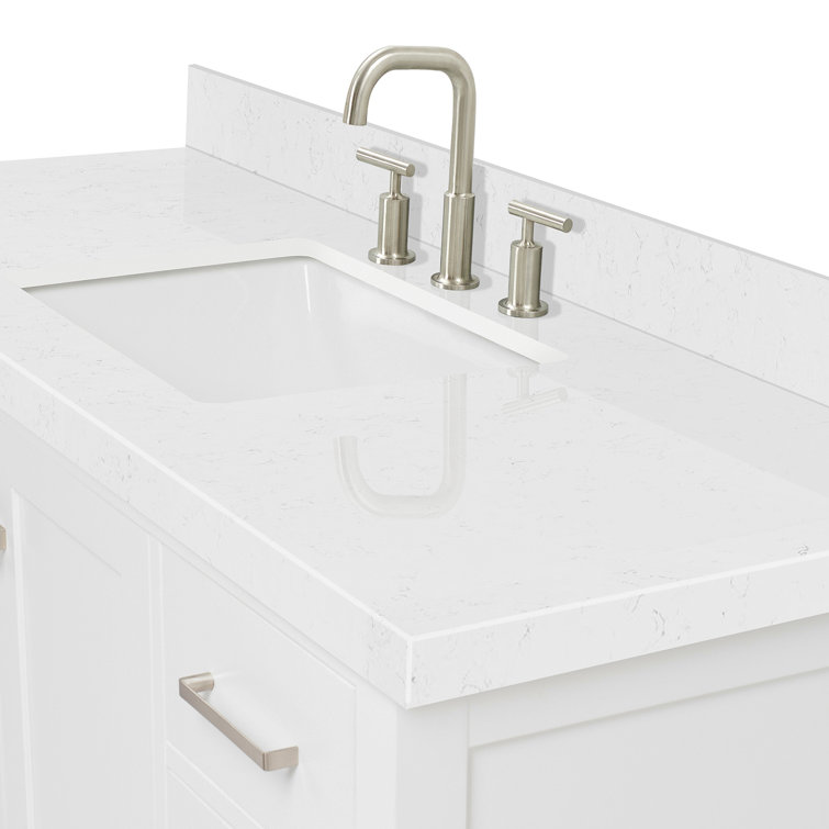 Cambridge 54" White Wood Freestanding Bathroom Vanity with Carrara Marble Top