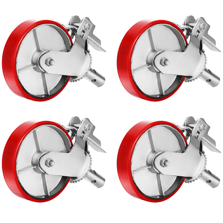 Heavy Duty 6" Polyurethane Swivel and Rigid Casters with Brake