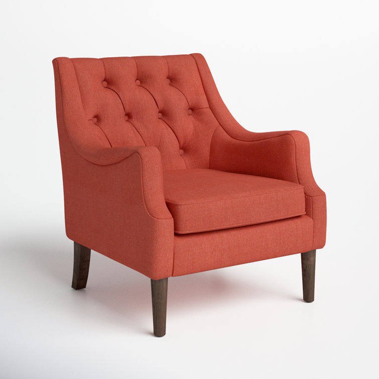 Elle Spice Tufted High-Curved Accent Chair with Dark Coffee Legs