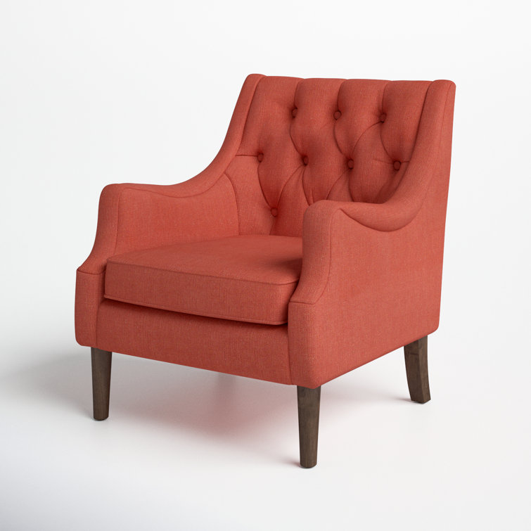 Elle Spice Tufted High-Curved Accent Chair with Dark Coffee Legs