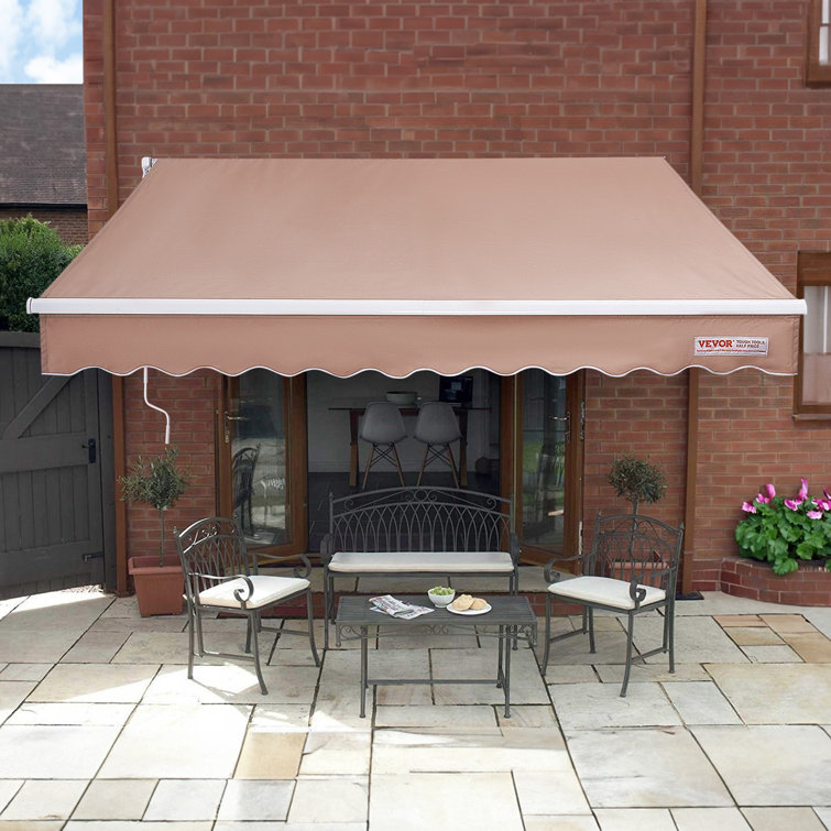 VEVOR 12 x 10 ft Beige Polyester Manual Retractable Awning