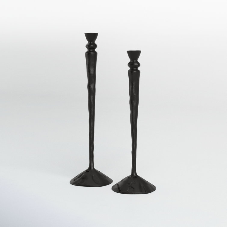 Handmade Black Aluminum Taper Candlestick Set