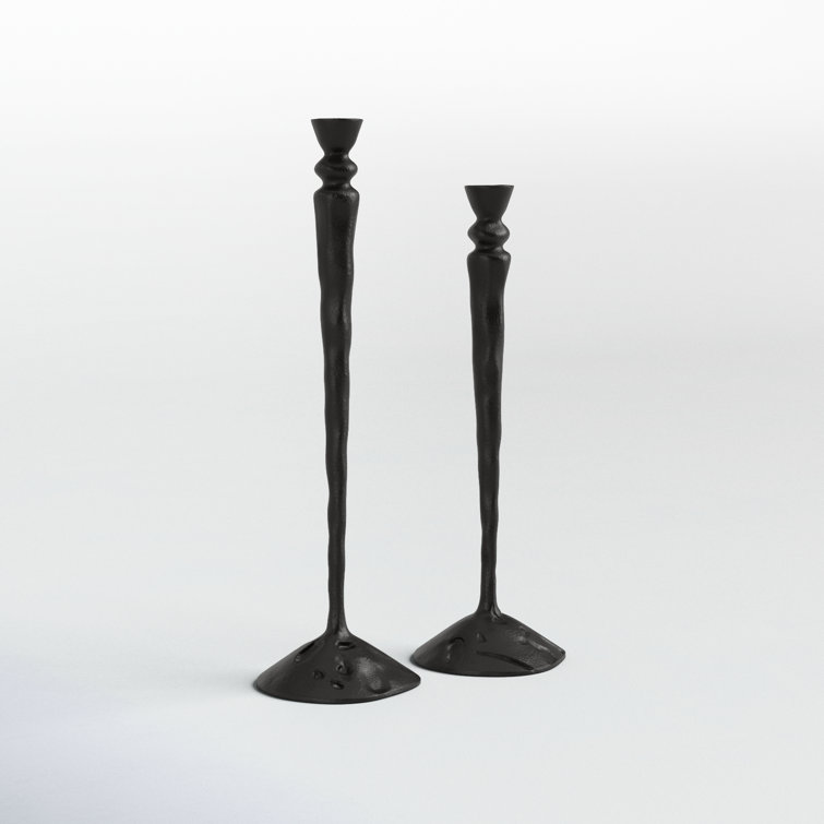 Handmade Black Aluminum Taper Candlestick Set