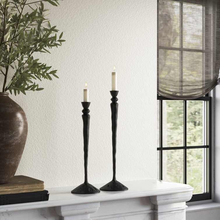 Handmade Black Aluminum Taper Candlestick Set