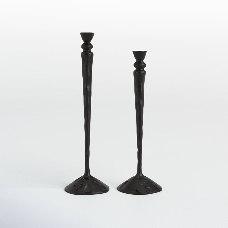 Handmade Black Aluminum Taper Candlestick Set