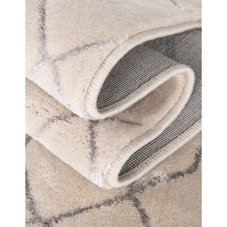 White Silver Trellis Glam Runner Rug 2' x 10'