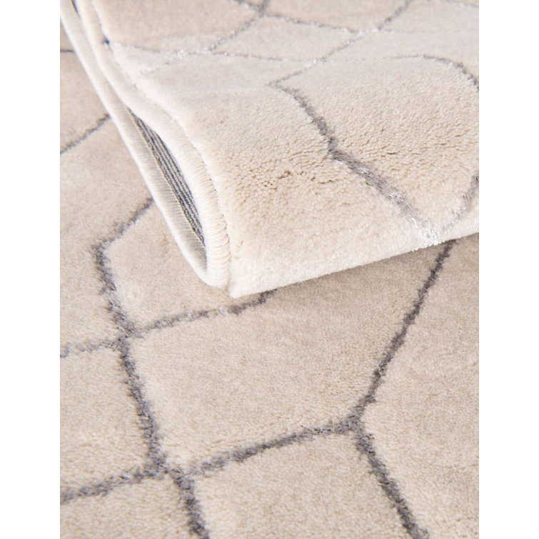 White Silver Trellis Glam Runner Rug 2' x 10'