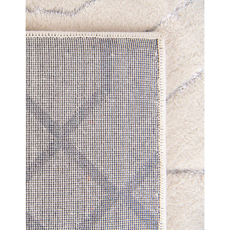 White Silver Trellis Glam Runner Rug 2' x 10'