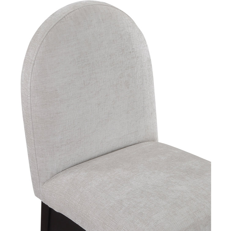 Gray Chenille Upholstered Side Chair with Black Wood Legs