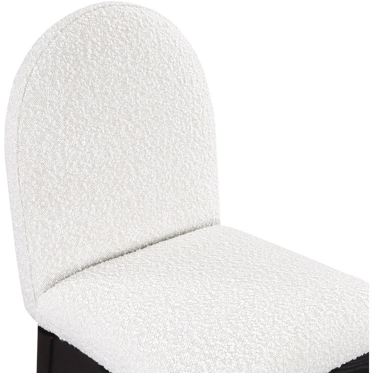 Cream Boucle Upholstered Arm Chair with Black Ash Wood Legs