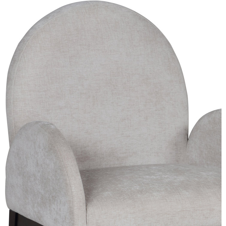 Gray Upholstered Arm Chair with Black Wood Legs