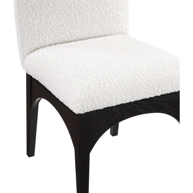 Cream Boucle Upholstered Arm Chair with Black Ash Wood Legs