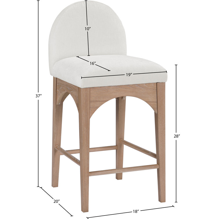Natural Solid Wood Cream Boucle Counter Stool