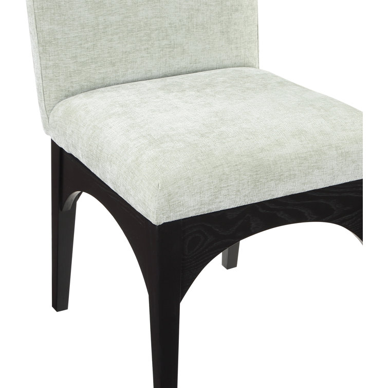 Mint Chenille Upholstered Side Chair with Black Ash Wood Legs