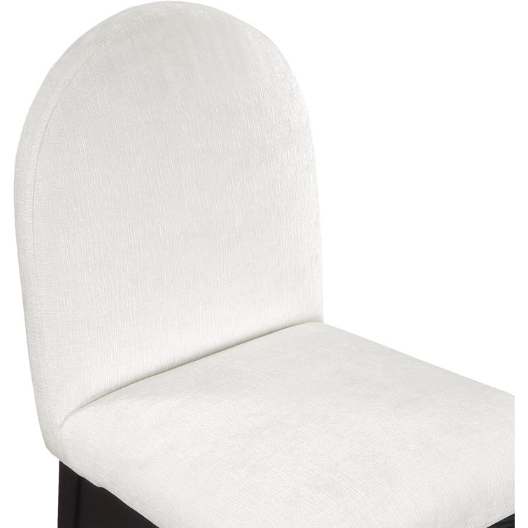 Cream Chenille Upholstered Side Chair with Black Ash Wood Legs