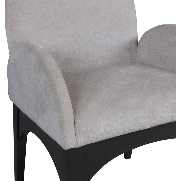 Gray Upholstered Arm Chair with Black Wood Legs