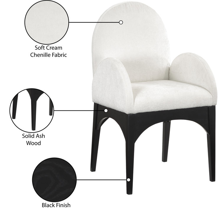 Cream Upholstered Arm Chair with Black Wood Legs