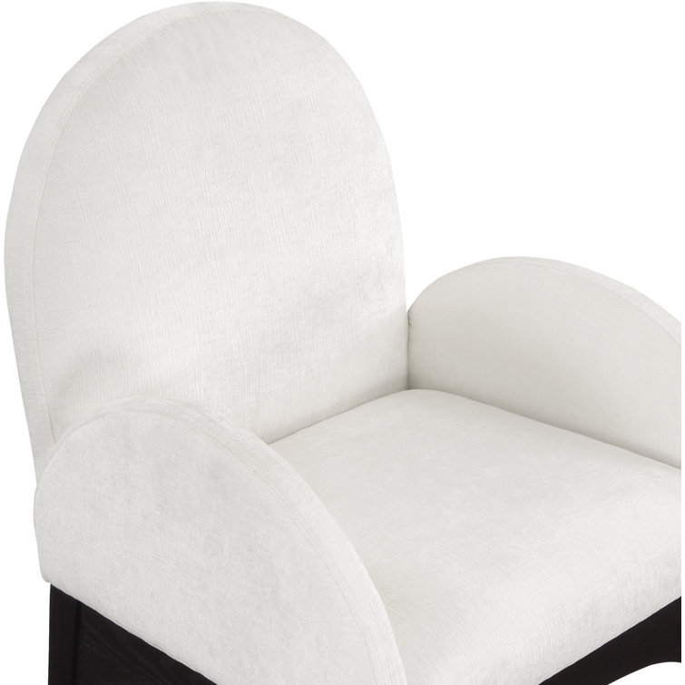 Cream Upholstered Arm Chair with Black Wood Legs