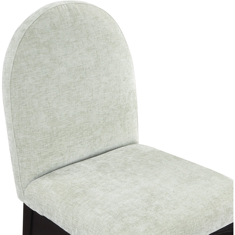 Mint Chenille Upholstered Side Chair with Black Ash Wood Legs