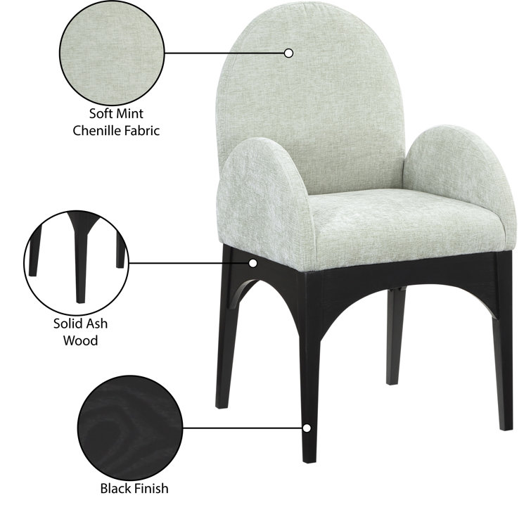 Mint Upholstered Arm Chair with Black Wood Legs