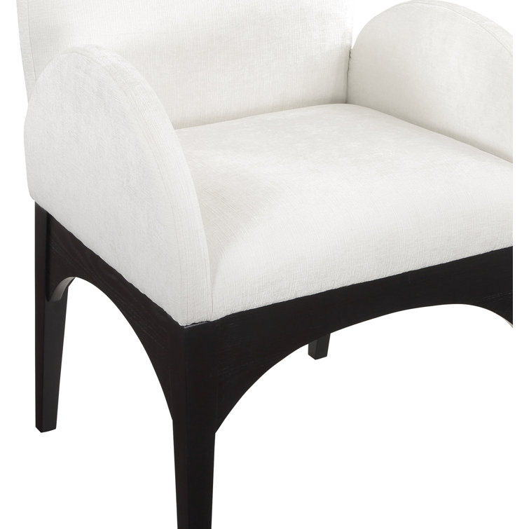 Cream Upholstered Arm Chair with Black Wood Legs