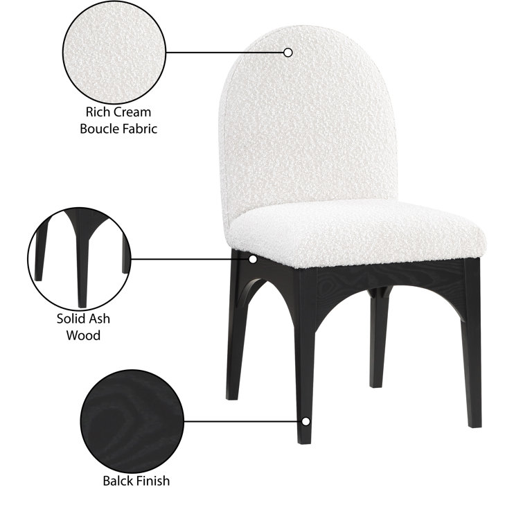Cream Boucle Upholstered Arm Chair with Black Ash Wood Legs