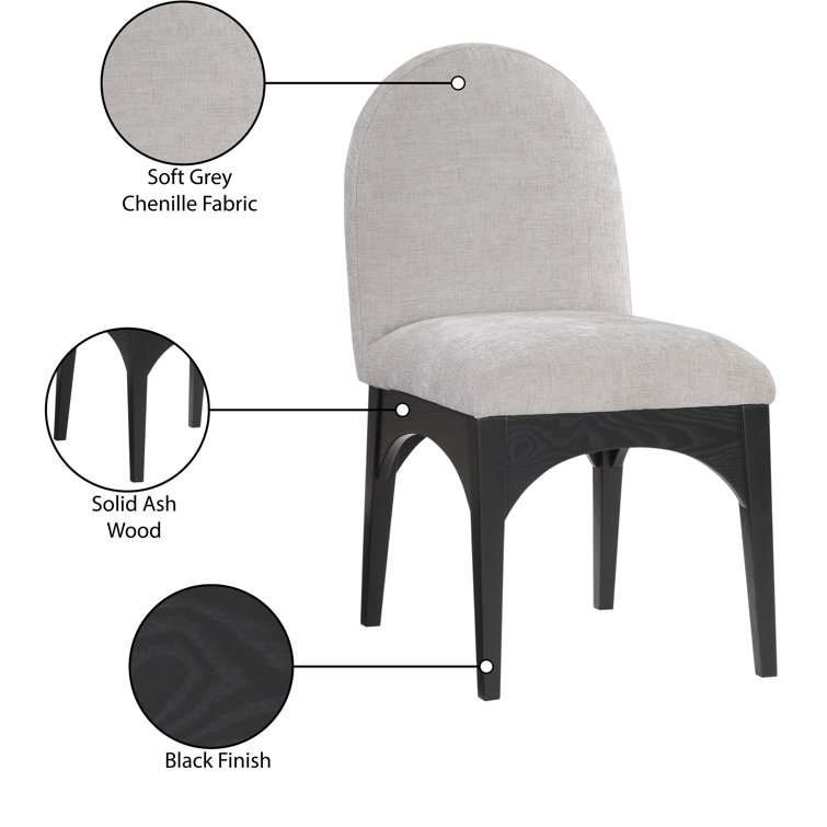 Gray Chenille Upholstered Side Chair with Black Wood Legs