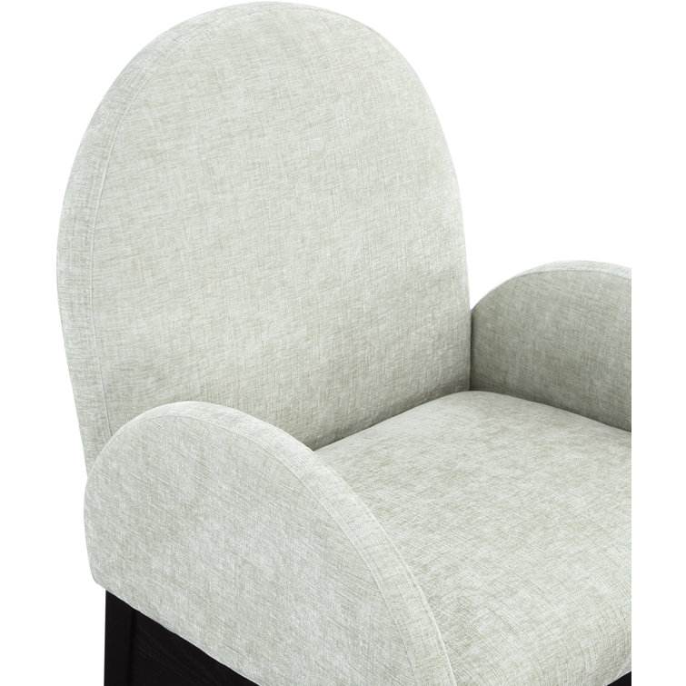 Mint Upholstered Arm Chair with Black Wood Legs
