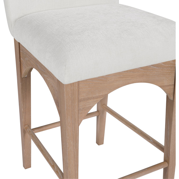 Natural Solid Wood Cream Boucle Counter Stool