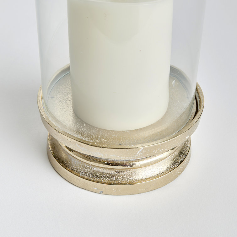 Gold and Glass Winter Hurricane Candle Holder