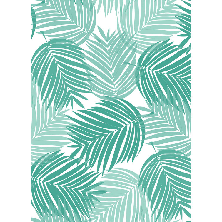 Tropical Teal Palm Leaf Peel and Stick Wallpaper
